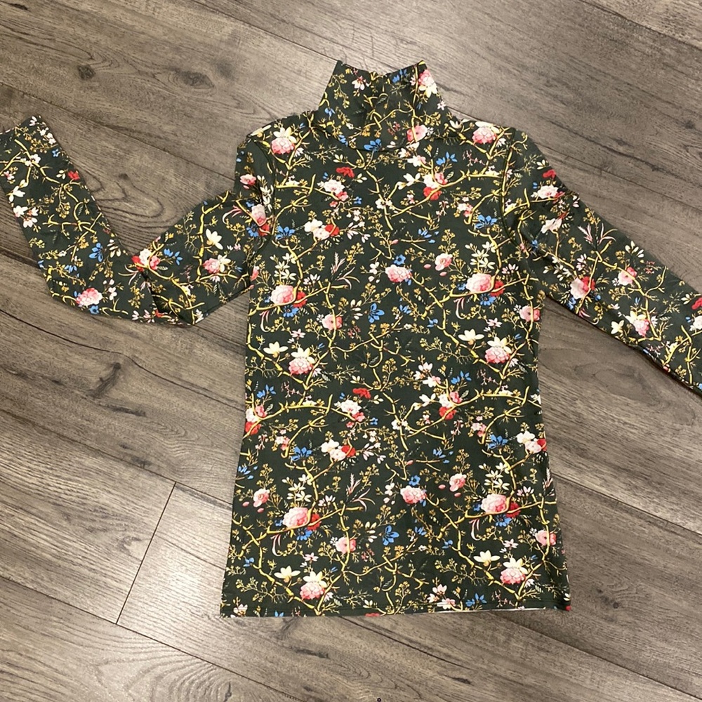 Zara Floral Turtleneck Top